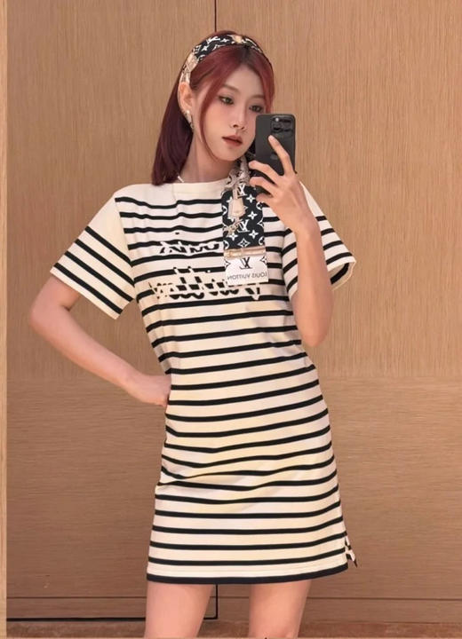 驴家25早春条纹连衣裙（TM） 商品图0