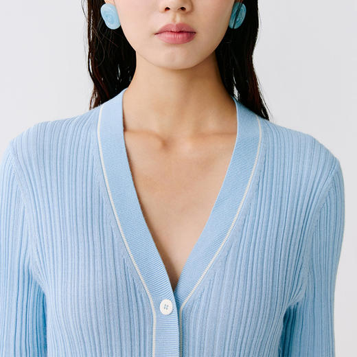 东黎 • 温柔的海风 第五航线 桑蚕丝山羊绒女士V领短袖 5201 商品图4