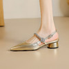 【预售5天】包头凉鞋女新款夏季法式玛丽珍鞋粗跟银色一字带尖头高跟鞋BX&C1572 商品缩略图4