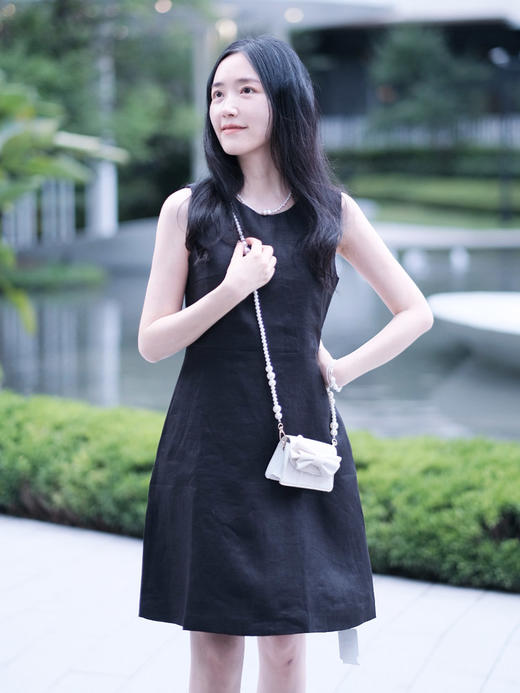 【高品质私服】【IC厚苎麻斜纹布及膝连衣裙】小个子也能轻松驾驭，优雅大方、端庄得体G1398-CC【无标出货 介意慎拍】 商品图3