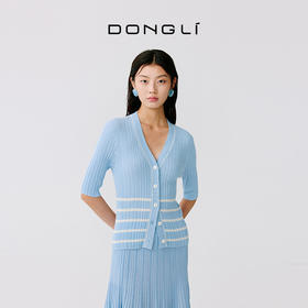 东黎 • 温柔的海风 第五航线 桑蚕丝山羊绒女士V领短袖 5201