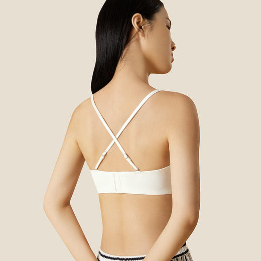金三塔双面真丝多穿式无痕文胸女 抹胸式聚拢打底内搭隐形舒适可拆卸内衣（限价款） NZF8B307 商品图2