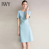 IWY/蓝色短袖圆领连衣裙女收腰汉堡显瘦珠宝销售工作服医美正装25Q736 商品缩略图3