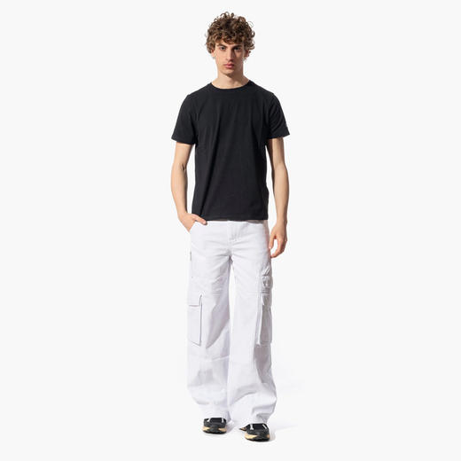 GCDS 男士字母徽标标签弹力棉质圆领短袖T恤 黑色 A2EM2300UW1 99 商品图3