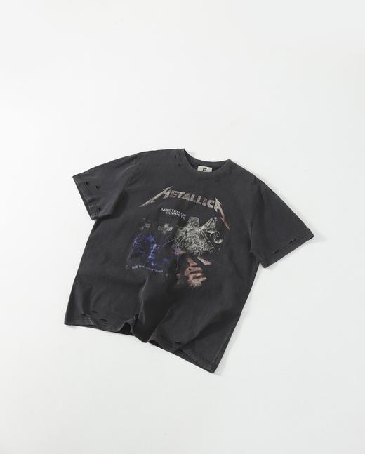 点此购买 METALLICA夏季男女款摇滚乐队限定复古水洗做旧破坏高街短袖T恤 md 321793 商品图6