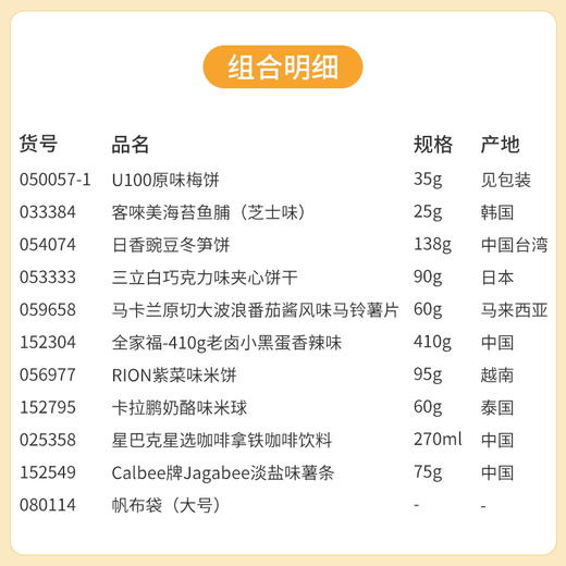 【夏凉节暑“价”计划】出游不喊饿轻松提升幸福感 零食礼包C/050057-1*033384*054074*053333*059658 商品图1