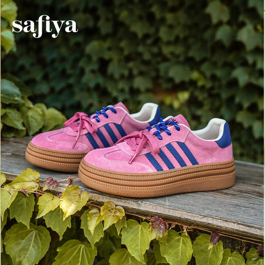 预售7天|Safiya/索菲娅2025可露丽拼色厚底双系带休闲复古百搭德训鞋SFD3112439 商品图0
