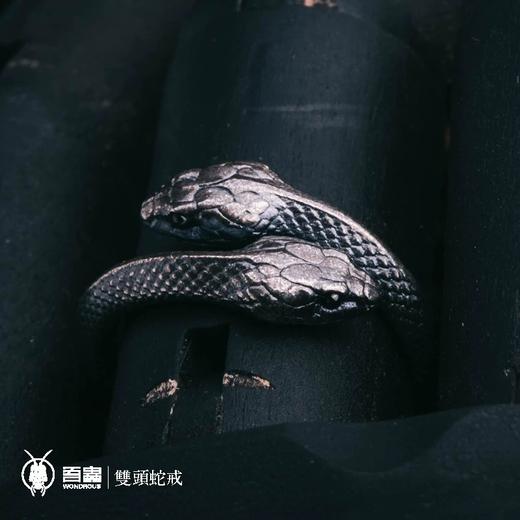 吾蟲-双头蛇 银戒指 蛇年生肖精致情侣复古开口指环 个性百搭礼物【官方授权  48小时发货】 商品图1