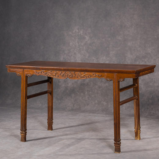 清	花梨木插肩榫螭龙纹独板平头案 商品图0