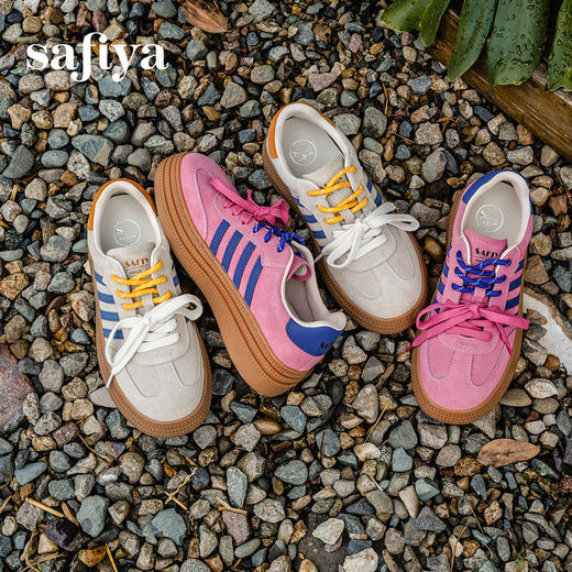 预售7天|Safiya/索菲娅2025可露丽拼色厚底双系带休闲复古百搭德训鞋SFD3112439 商品图4