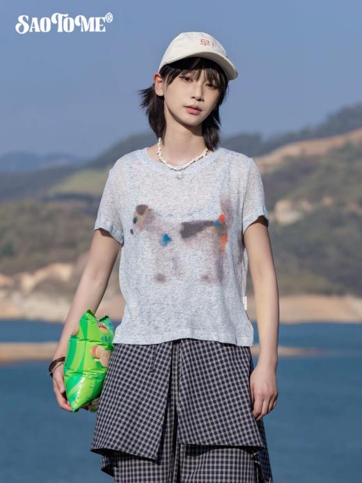 早乙女惠子saotome/STMDX252273/水彩晕染动物短袖T恤 商品图0