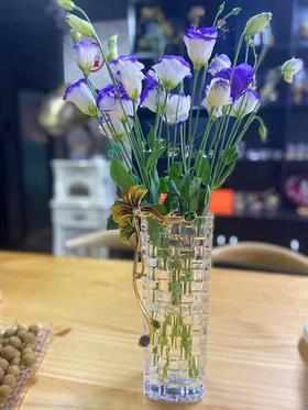 【清仓特惠6折，仅1件，无货退款】罗比罗丹平安吉祥珐琅彩水晶玻璃花瓶餐桌插花摆件现代简约装饰瓶花瓶（金香恒远中）