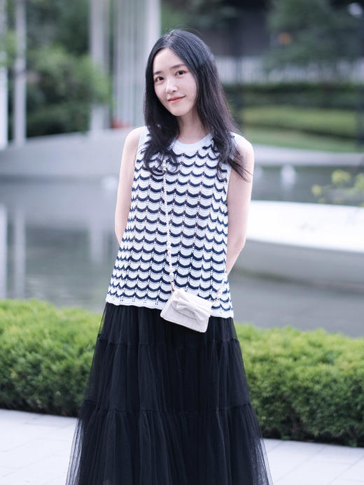 【和纸纱条纹背心】甄选和纸混纺纱线，质地轻盈，光泽柔和干爽的质感JZ2543-CC 商品图1