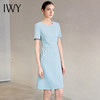 IWY/蓝色短袖圆领连衣裙女收腰汉堡显瘦珠宝销售工作服医美正装25Q736 商品缩略图2