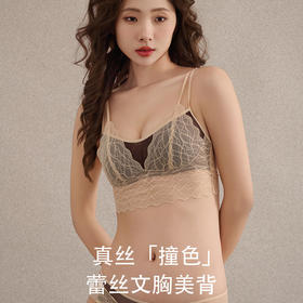 真丝撞色蕾丝文胸美背防走光双罩杯性感内衣TG02S250