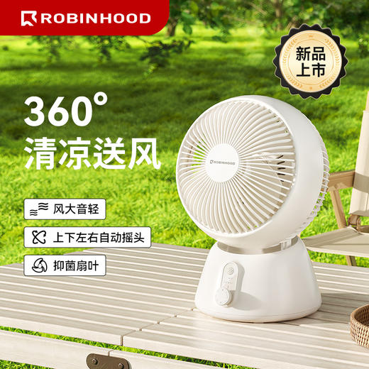 【洛宾汉360度台式空气循环扇】360度旋转摇头台式家用静音桌面小型电风扇 商品图0