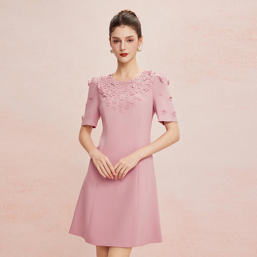 QF8E6斯尔丽2025夏季新款轻奢立体绣花法式浪漫收腰放摆轻礼服连衣裙 商品图0
