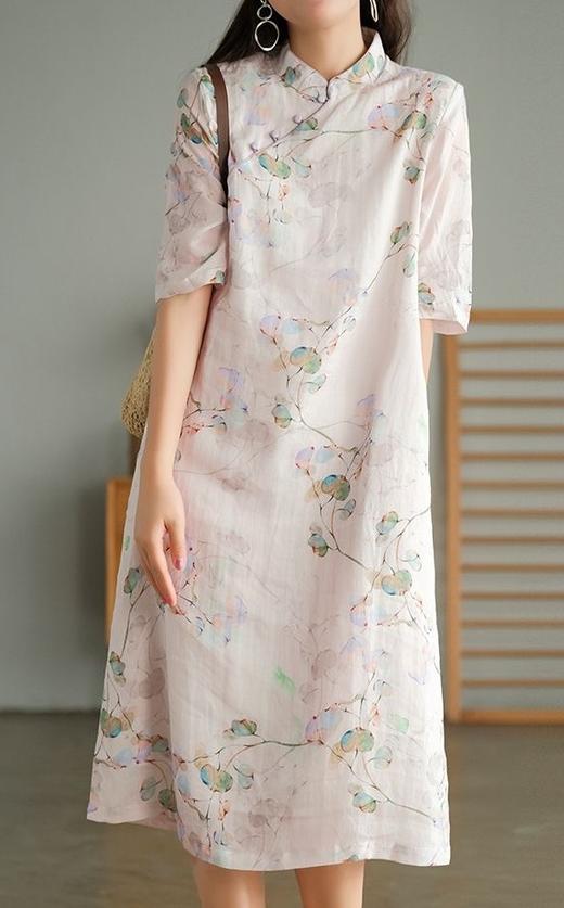 江南清雅素素原创水洗双棉文艺改良旗袍连衣裙 商品图0