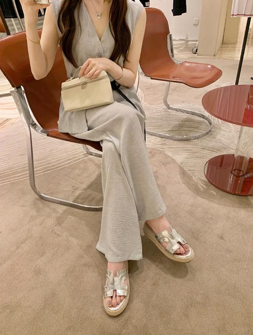 赵露思董洁推荐草编H拖纯皮凉鞋 商品图12