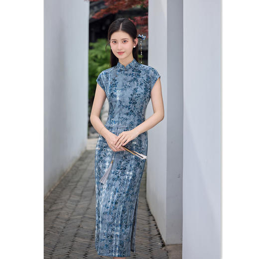 复古国风新中式，冰丝植绒日常旗袍SYK66923 商品图3