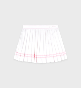 Sporty & Rich - Vendome Script Pleated Skirt - White - 女装 - 短裙 - 白色