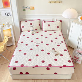 🌸【凉席界的“爱马仕”-床笠款-005】进口凉感丝夏季乳胶凉席套装，柔软舒适型强🌟，凉感亲肤不沾肤整张乳胶久睡不变形 ✅ 进口A类凉感丝 、【填充物】高品质整张3A乳胶（5mm）