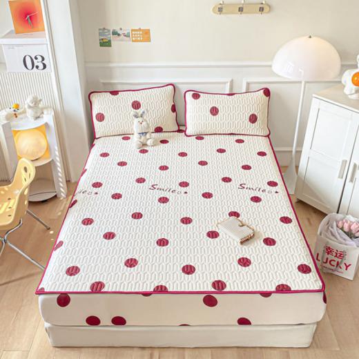 🌸【凉席界的“爱马仕”-床笠款-005】进口凉感丝夏季乳胶凉席套装，柔软舒适型强🌟，凉感亲肤不沾肤整张乳胶久睡不变形 ✅ 进口A类凉感丝 、【填充物】高品质整张3A乳胶（5mm） 商品图0