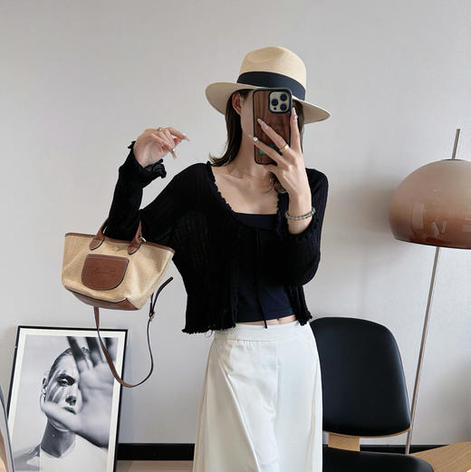 桑蚕丝木耳边针织空调衫开衫061903 商品图0