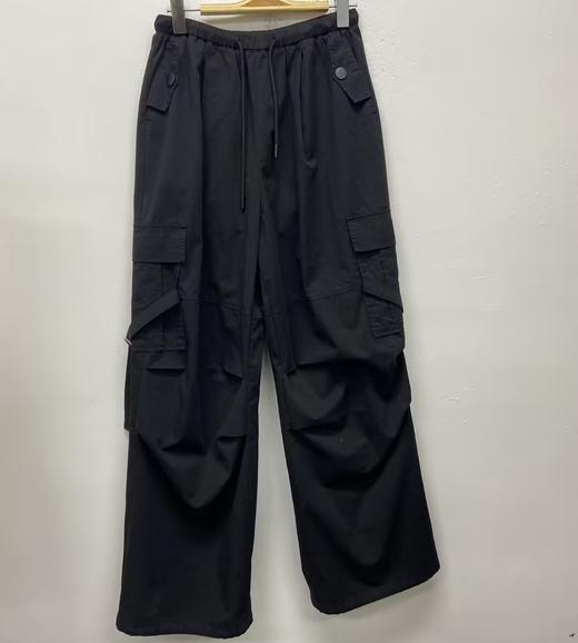 （大版）1-2 WS松紧抽绳双口袋工装阔腿裤40315（黑）夏季 402272032105 商品图0