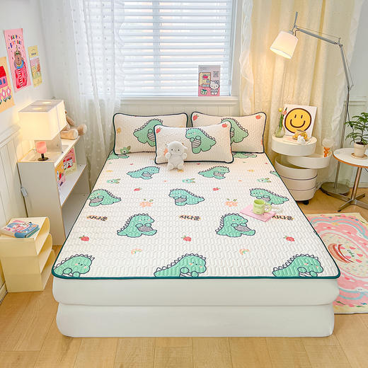 🌸【凉席界的“爱马仕”-床单款0011】进口凉感丝夏季乳胶凉席套装，柔软舒适型强🌟，凉感亲肤不沾肤整张乳胶久睡不变形 ✅ 进口A类凉感丝 、【填充物】高品质整张3A乳胶（5mm） 商品图8