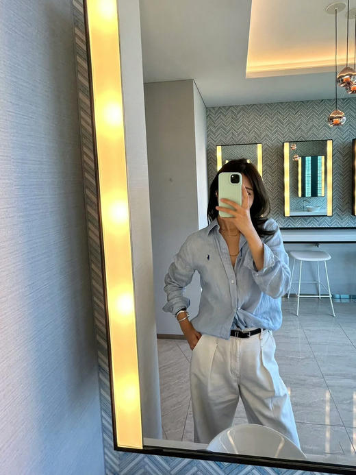 【高品质私服】【RL蓝色宽松亚麻衬衫】纯天然纤维，轻薄透气，穿着舒适有型，慵懒随性，自在无拘G1432-CC【无标出货 介意慎拍】 商品图3