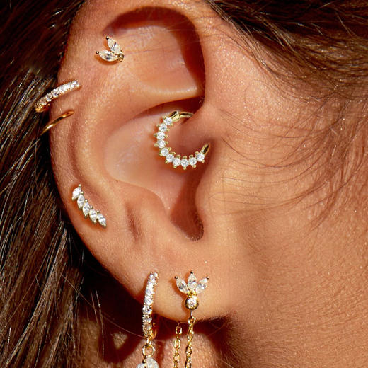 订购8周到｜MYA-BAY-LEAF-叶片 金色 锆石 单只 耳钉［比利时设计师］ 商品图1