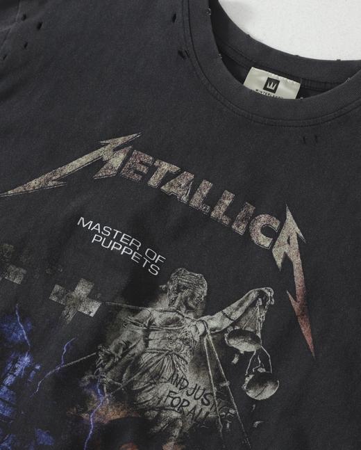 点此购买 METALLICA夏季男女款摇滚乐队限定复古水洗做旧破坏高街短袖T恤 md 321793 商品图9