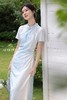 鹿向南「仙仙竹韵」蓝色旗袍连衣裙女夏季新款短袖新中式国风长裙 商品缩略图5