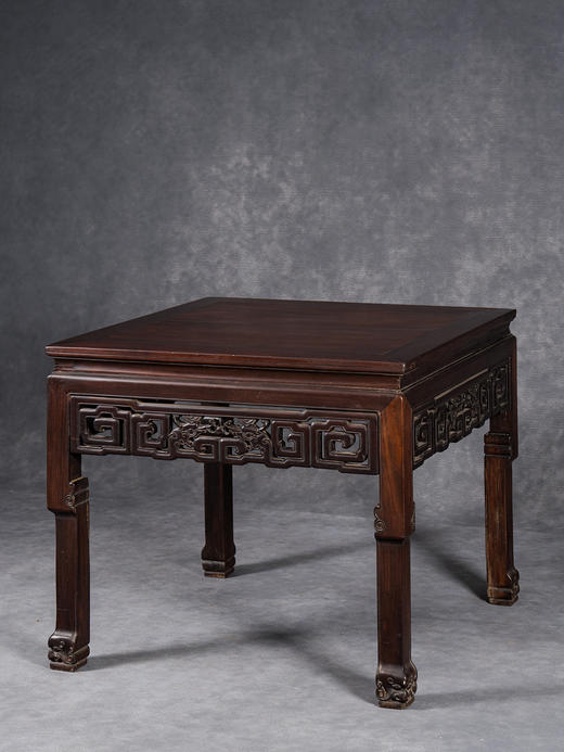 清	红木透雕夔龙纹八仙桌 商品图0