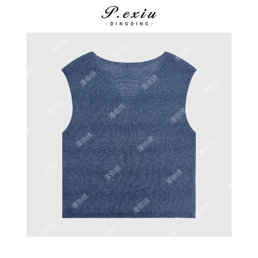 04-3潘依绣丁丁宠粉人丝和纸纱简约松弛薄款无袖针织背心 D409 商品图2