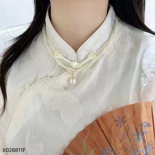 Oflye潮流饰品   双层复古珍珠款项链女轻奢小众高级珍珠珠锁骨链吊坠法式气质颈链★ 商品图2