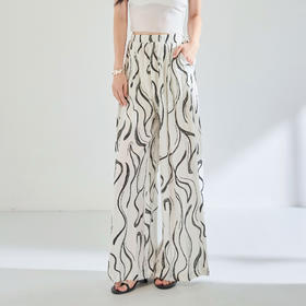 「高货sh」全新升级【铂金会员183/天猫249/差价66】(03908)洛诗琳高级感印花冰丝阔腿裤2025夏季宽松显瘦休闲长裤