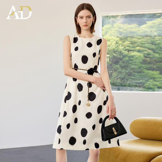 AD高端气质连衣裙女2025新款夏季波点无袖背心裙 商品图3