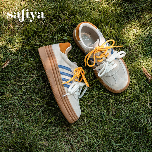 预售7天|Safiya/索菲娅2025可露丽拼色厚底双系带休闲复古百搭德训鞋SFD3112439 商品图2
