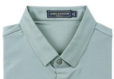 占姆士男士夏季商务细格日常冰丝短袖衬衫T恤 商品图4