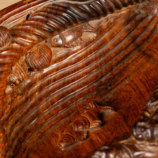 二十世纪	黄花梨雕童子戏蚌摆件 商品图3