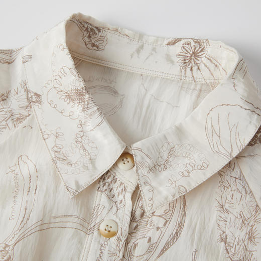 谜底连衣裙短袖女2025秋季新品垂顺印花H型配吊带配腰带253ML1028 商品图3