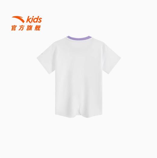 安踏儿童女小童针织短袖衫2025秋季新款透气舒适儿童简约纯棉短T362539108 商品图2