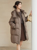 深棕色长款羽绒服女 连帽可拆卸 冬季加厚保暖宽松过膝面包服外套 商品缩略图1