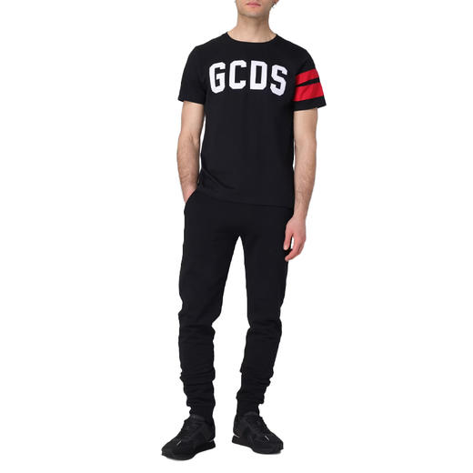 GCDS 男士字母徽标标签棉质休闲运动裤 黑色 A2EU3002UW0 99 商品图3