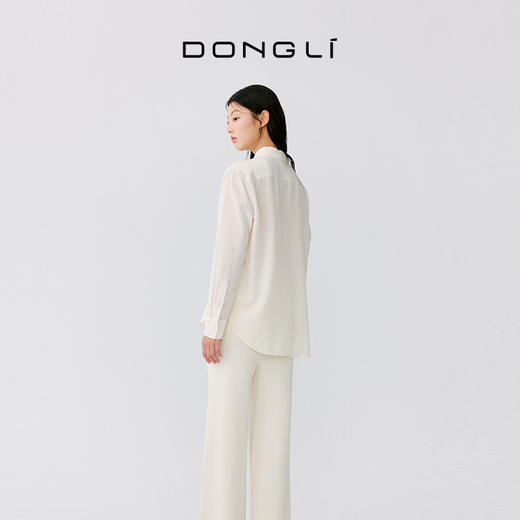 东黎 • 温柔的海风 雾感桑蚕丝女士翻领长袖女衬衫 5134 商品图4