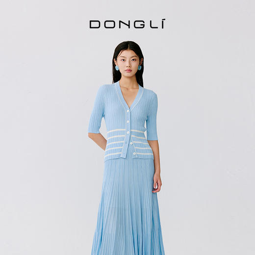 东黎 • 温柔的海风 第五航线 桑蚕丝山羊绒女士V领短袖 5201 商品图2