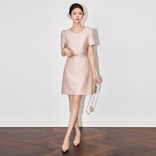 春夏高级感精致重工镶钻名媛气质收腰连衣裙WLZD2502703 商品图0