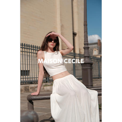 MAISON CECILE三色/夏季轻薄垂感透气褶皱肌理慵懒松紧腰半身长裙 商品图1